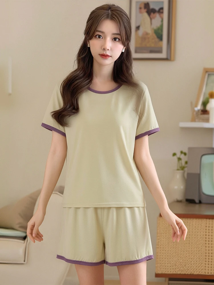 Loose Modal Short Sleeve Shorts Set Women's Summer Thin Home Clothes Large Size Comfortable Two-Piece Set for Outdoor Wear
Loose Modal Short Sleeve Shorts Set Women's Summer Thin Home Clothes Large Size Comfortable Two-Piece Set for Outdoor Wear