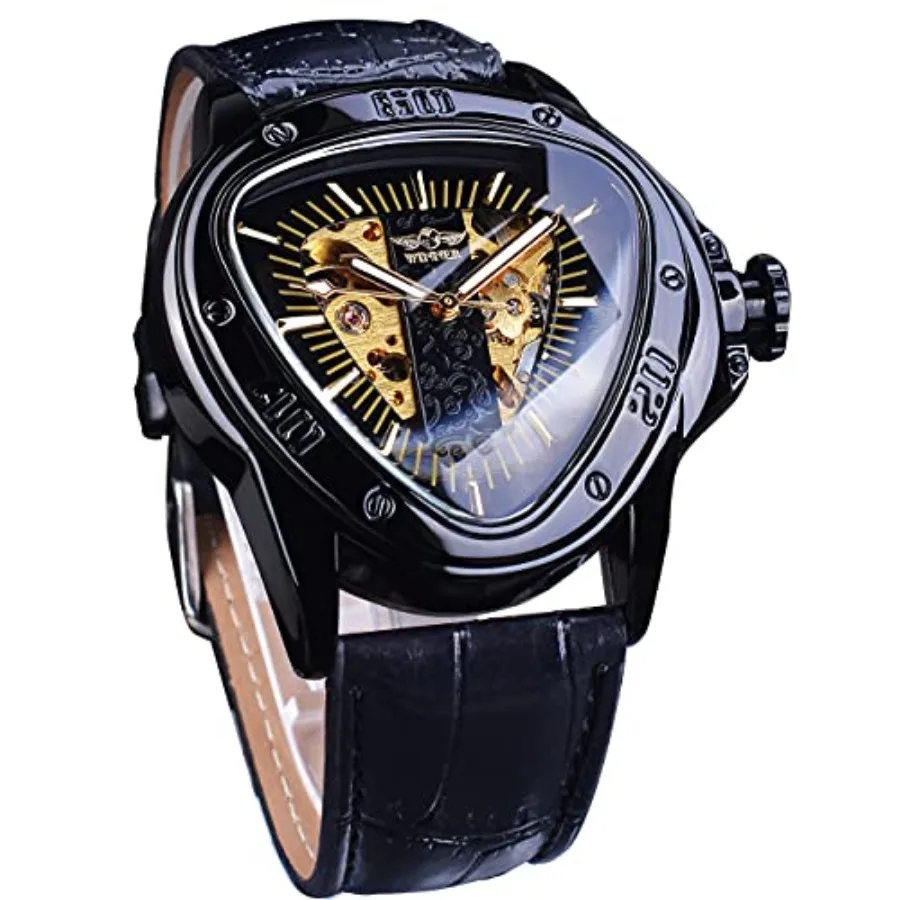 Winner Fashion Mechanical Wrist Watch Triangle Racing Dial, Waterproof Golden Skeleton Dial Automatic Movement Leather Design M
Winner Fashion Mechanical Wrist Watch Triangle Racing Dial, Waterproof Golden Skeleton Dial Automatic Movement Leather Design M