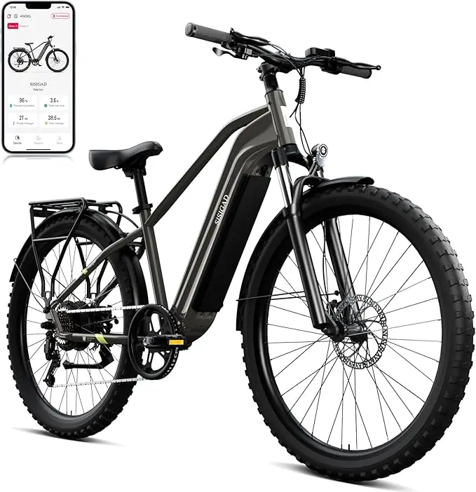 Электрический велосипед SISIGAD: двигатель мощностью 1000 Вт, скорость 25 миль в час, аккумулятор 720 Втч/48 В, дальность действия 40 миль. Вездеходные шины 27,5 дюйма.
Электрический велосипед SISIGAD: двигатель мощностью 1000 Вт, скорость 25 миль в час, аккумулятор 720 Втч/48 В, дальность действия 40 миль. Вездеходные шины 27,5 дюйма.