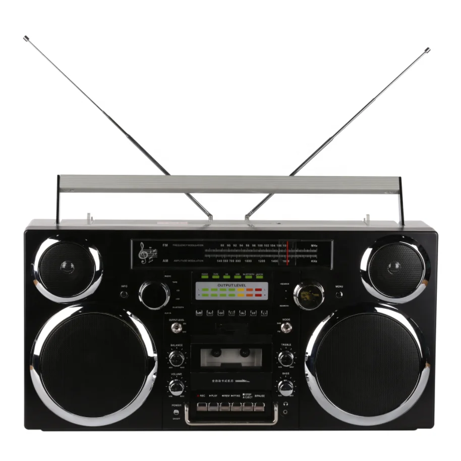 1980S-Style Portable Boombox - CD Player, Cassette Player, FM Radio, USB, Wireless Bluetooth Speaker - Black
1980S-Style Portable Boombox - CD Player, Cassette Player, FM Radio, USB, Wireless Bluetooth Speaker - Black