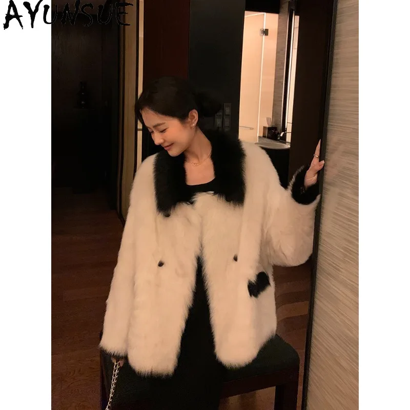 AYUNSUE Tuscan Lamb Shearling Coats for Woman Korean Double-breasted Fur Jackets Warm Winter Outerwears Woman Clothes Ropa Mujer
AYUNSUE Tuscan Lamb Shearling Coats for Woman Korean Double-breasted Fur Jackets Warm Winter Outerwears Woman Clothes Ropa Mujer