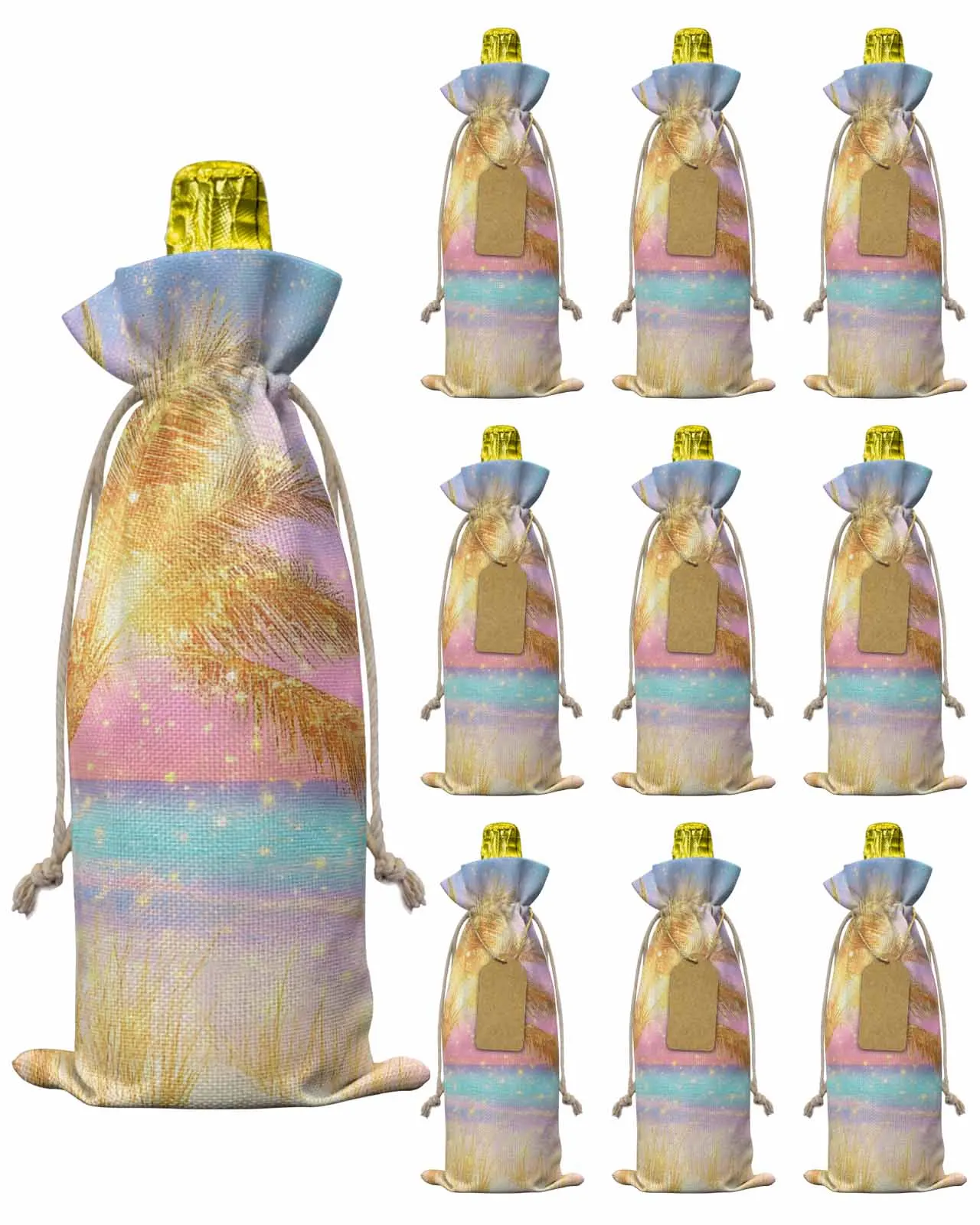 10pcs Wine Bottle Covers Seaside Sparkle Palm Trees Wine Holder Carrier Packaging Bag Wedding Party Decor Gift
10pcs Wine Bottle Covers Seaside Sparkle Palm Trees Wine Holder Carrier Packaging Bag Wedding Party Decor Gift