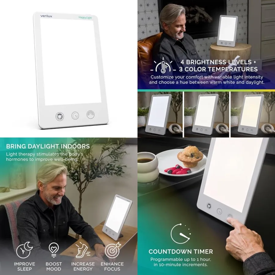 HappyLight Luxe - Light Therapy Lamp with 10, 000 Lux, UV-Free, LED Bright Light with Adjustable Brightness, Color, Countdown T
HappyLight Luxe - Light Therapy Lamp with 10, 000 Lux, UV-Free, LED Bright Light with Adjustable Brightness, Color, Countdown T