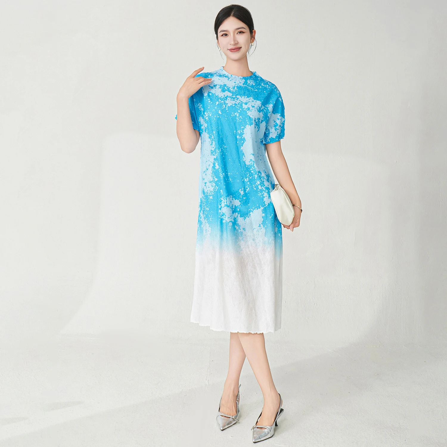 Direct From the Factory Women's Fashion Dress Design Stretch Casual Dress Summer Print Miyake Pleated Dress 
Direct From the Factory Women's Fashion Dress Design Stretch Casual Dress Summer Print Miyake Pleated Dress