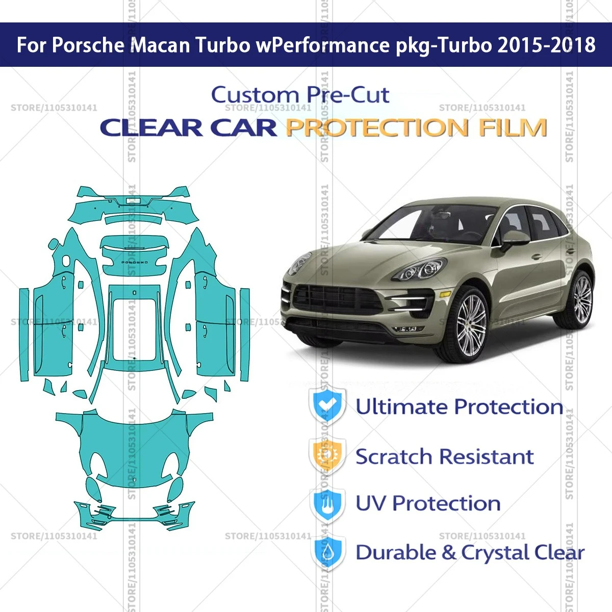 Защитная пленка PPF прозрачная для Porsche Macan Turbo (комплект Performance) 2015-2018, предварительно вырезанная, автомобильная пленка PPF
Защитная пленка PPF прозрачная для Porsche Macan Turbo (комплект Performance) 2015-2018, предварительно вырезанная, автомобильная пленка PPF