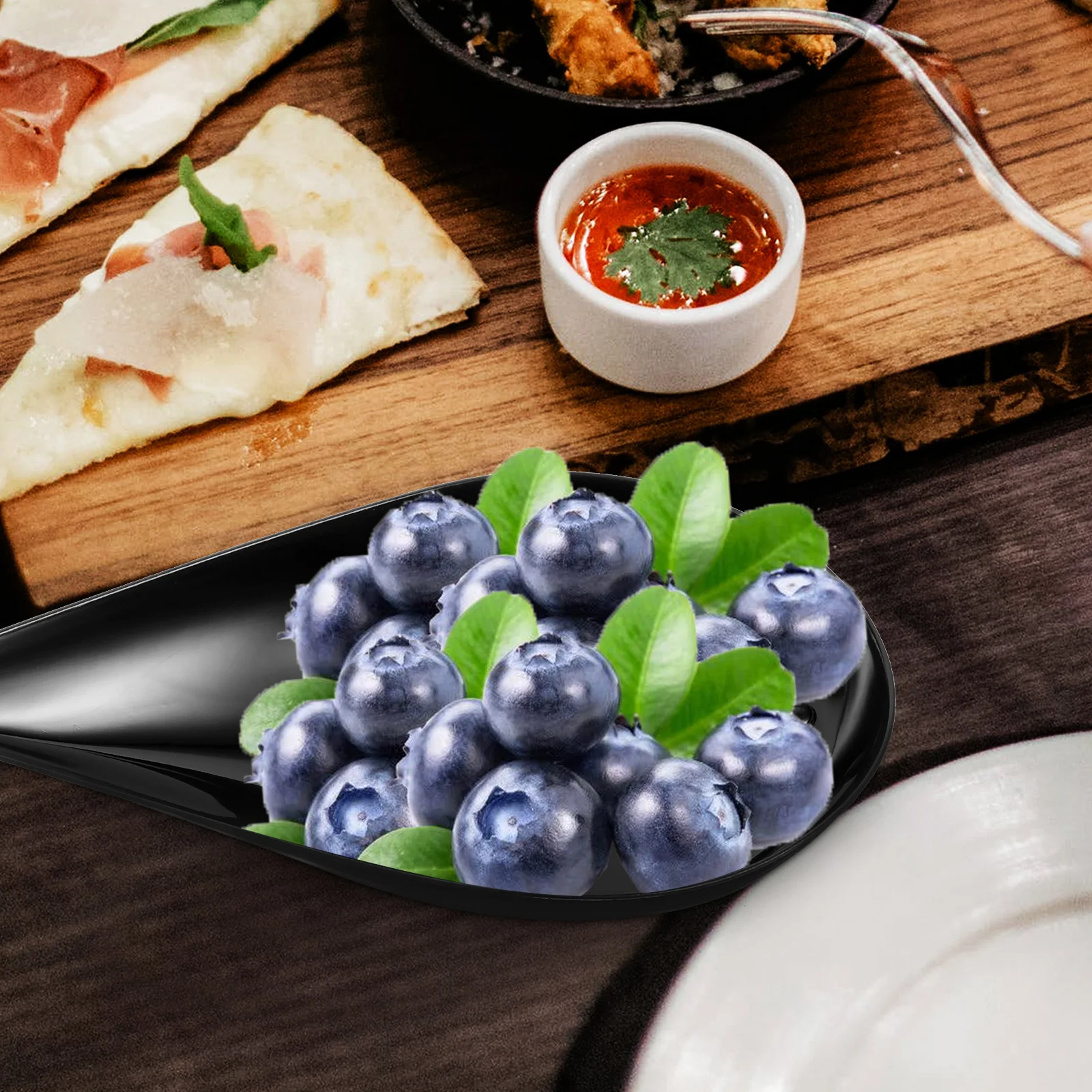 100pcs Black Dessert Spoon Water Drop Shaped Reusable Appetizer Mini Plates For Fruit Candy Serving Pudding Cups Teardrop Plate
100pcs Black Dessert Spoon Water Drop Shaped Reusable Appetizer Mini Plates For Fruit Candy Serving Pudding Cups Teardrop Plate