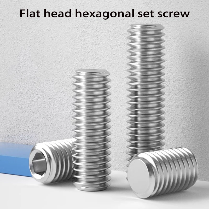 Stainless steel hexagon socket head cap screws M3-M16, headless screws, machine flat-point tail-base metric screws 
Stainless steel hexagon socket head cap screws M3-M16, headless screws, machine flat-point tail-base metric screws