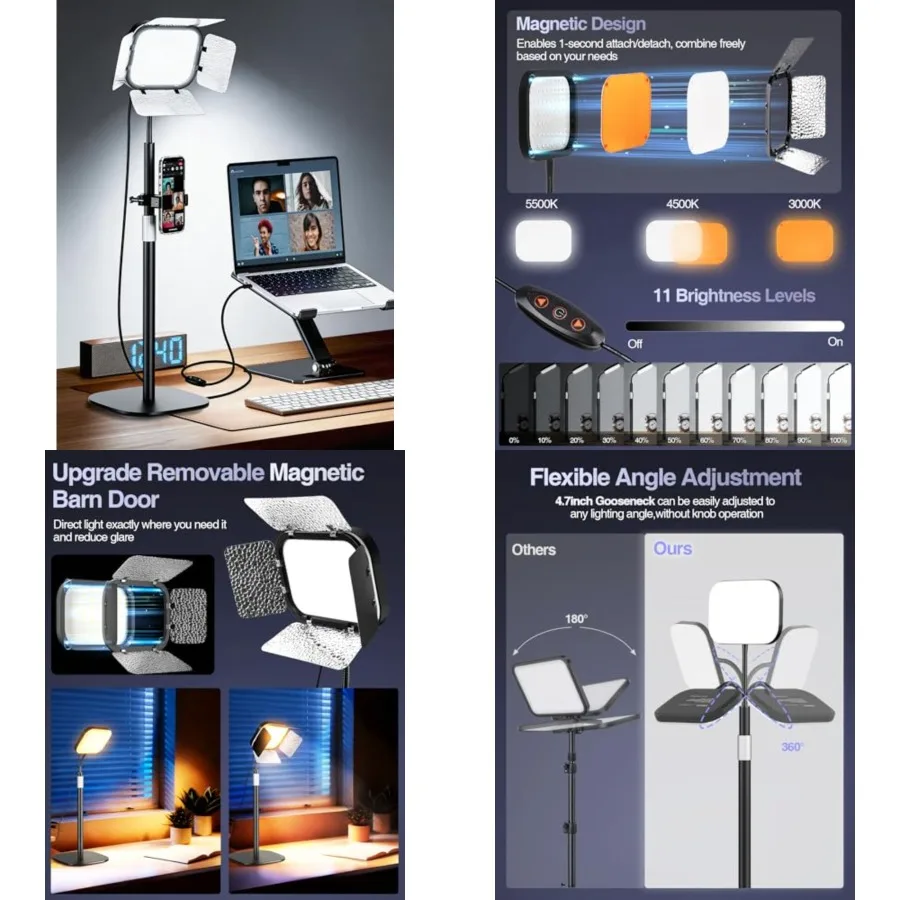 Zoom Meetings Streaming Light for Desk with Flexible Gooseneck, Desktop Video Conferencing Calls Selfie Key Light, Recording Ke
Zoom Meetings Streaming Light for Desk with Flexible Gooseneck, Desktop Video Conferencing Calls Selfie Key Light, Recording Ke