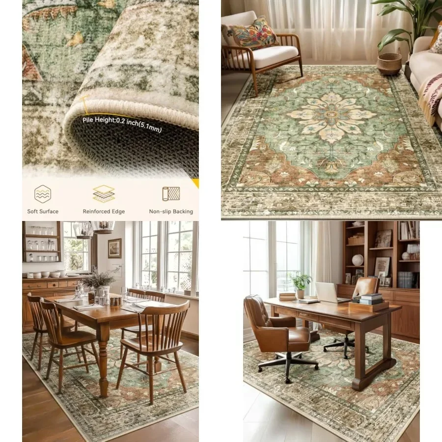 Area Rugs 5'x7' Washable Non-Slip, Floral Vintage Distress Print Pattern Medallion Carpet for Living Room Bedroom Dining Room,
Area Rugs 5'x7' Washable Non-Slip, Floral Vintage Distress Print Pattern Medallion Carpet for Living Room Bedroom Dining Room,