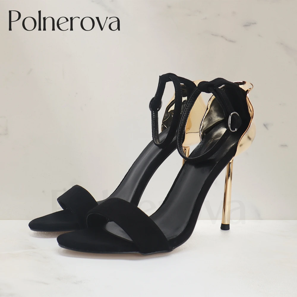 Flower Shaped Heel Sandals Black Suede Summer Shoes Novelty Design Elegant Banquet High Heels Genuine Leather Customized Colors
Flower Shaped Heel Sandals Black Suede Summer Shoes Novelty Design Elegant Banquet High Heels Genuine Leather Customized Colors