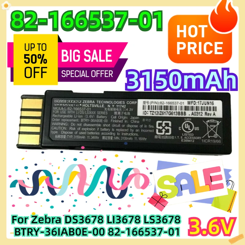 For Zebra DS3678 LI3678 LS3678 BTRY-36IAB0E-00 82-166537-01
For Zebra DS3678 LI3678 LS3678 BTRY-36IAB0E-00 82-166537-01