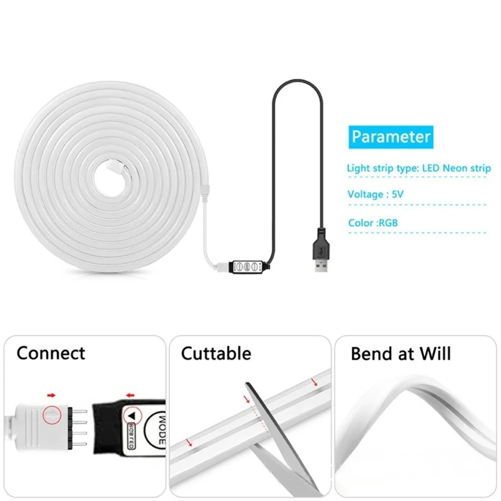 Smart Lights RGB Neon Strip 5V Power Color Change Flexible LED Strip Remote Control Waterproof Atmosphere Light Gaming Room
Smart Lights RGB Neon Strip 5V Power Color Change Flexible LED Strip Remote Control Waterproof Atmosphere Light Gaming Room