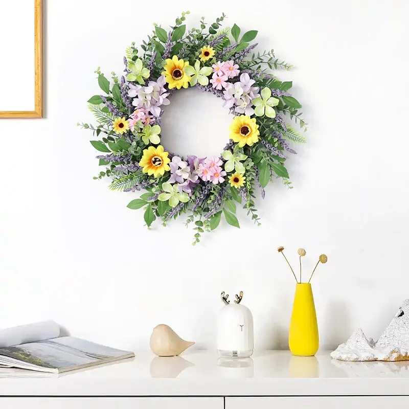 20" Spring Artificial Flower Wreath with Sunflowers & Lavender for Front Door Home & Farmhouse Decor
20" Spring Artificial Flower Wreath with Sunflowers & Lavender for Front Door Home & Farmhouse Decor