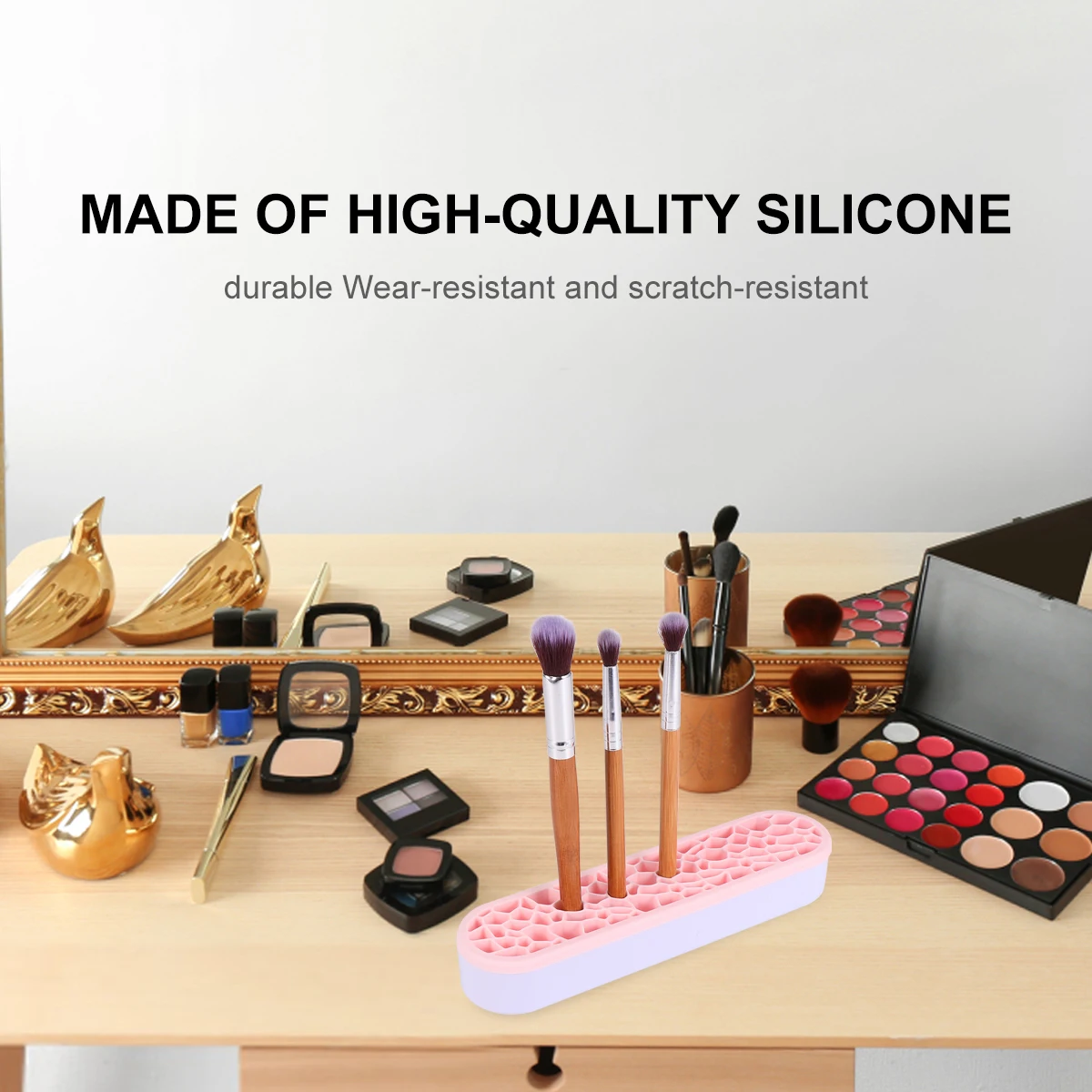 Pink Makeup Brush Holder Silicone Brush Drying Rack Organizer Shelf for Family Use Lightweight Portable Makeup Storage
Pink Makeup Brush Holder Silicone Brush Drying Rack Organizer Shelf for Family Use Lightweight Portable Makeup Storage