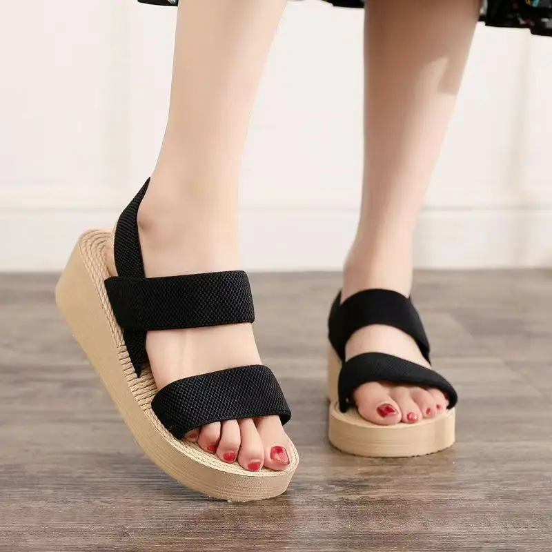 Women Stretch Mesh Fabric One Word Wedges Sandals Summer New Thick Sole Non Slip Lightweight slip On Outdoor Beach Sandals
Women Stretch Mesh Fabric One Word Wedges Sandals Summer New Thick Sole Non Slip Lightweight slip On Outdoor Beach Sandals