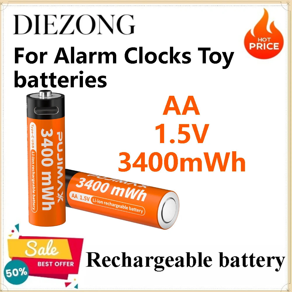 5pcs 1.5V AA Rechargeable Lithium Battery 3400mWh Type-C Port Charging Be Reused 1500 Times for Alarm Clocks Toy batteries
5pcs 1.5V AA Rechargeable Lithium Battery 3400mWh Type-C Port Charging Be Reused 1500 Times for Alarm Clocks Toy batteries