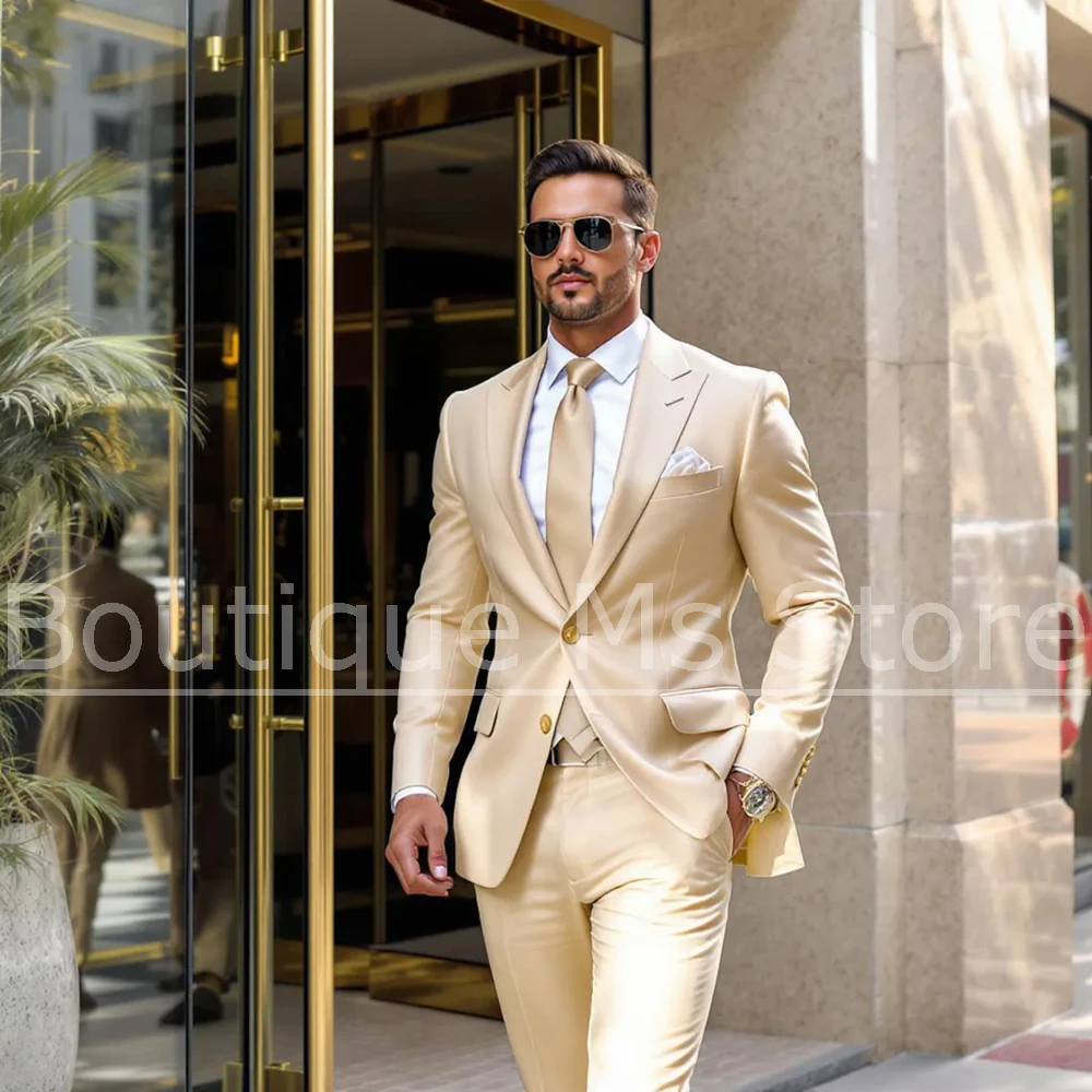 Men's Champagne Satin Suit 2 Piece Slim Chic Single Breasted Blazer Pants Formal Wedding Party Prom Business Banquet Tuxedo
Men's Champagne Satin Suit 2 Piece Slim Chic Single Breasted Blazer Pants Formal Wedding Party Prom Business Banquet Tuxedo