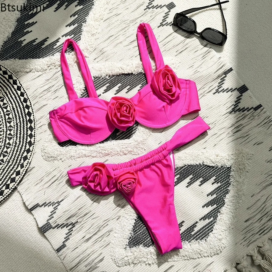 3D Flower Design Sexy Low Waist Bikini Set Ruffles Strappy Swimwear Women Solid Swimsuits Beachwear Summer Bathing Suit Biquini
3D Flower Design Sexy Low Waist Bikini Set Ruffles Strappy Swimwear Women Solid Swimsuits Beachwear Summer Bathing Suit Biquini