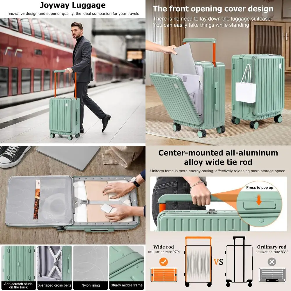 Lightweight 20 Hardshell Spinner Suitcase with TSA Lock, Front Pocket, Airline Approved (Green)
Lightweight 20 Hardshell Spinner Suitcase with TSA Lock, Front Pocket, Airline Approved (Green)