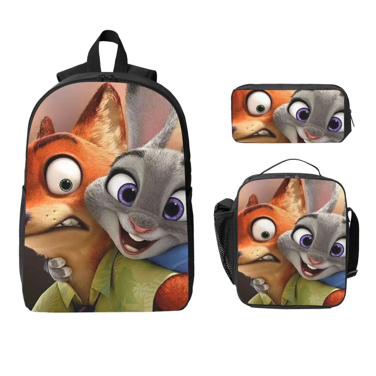 Рюкзак Zootopia, студенческая сумка для книг для мальчиков и девочек, школьная сумка, сумки на плечо для ноутбука, 3 шт., изолированная сумка для обеда, пенал
Рюкзак Zootopia, студенческая сумка для книг для мальчиков и девочек, школьная сумка, сумки на плечо для ноутбука, 3 шт., изолированная сумка для обеда, пенал