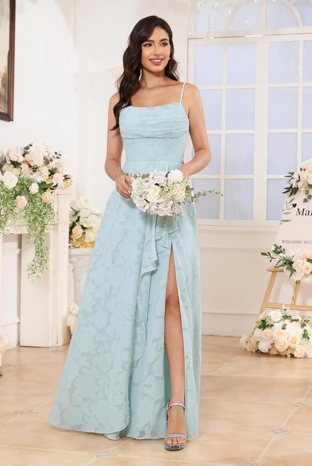 A Line Long Women’s Ruffled Bridesmaid Dresses Scoop Neck Floral Chiffon Formal Dress Wrap Pleated Wedding Guest Party Dresses
A Line Long Women’s Ruffled Bridesmaid Dresses Scoop Neck Floral Chiffon Formal Dress Wrap Pleated Wedding Guest Party Dresses
