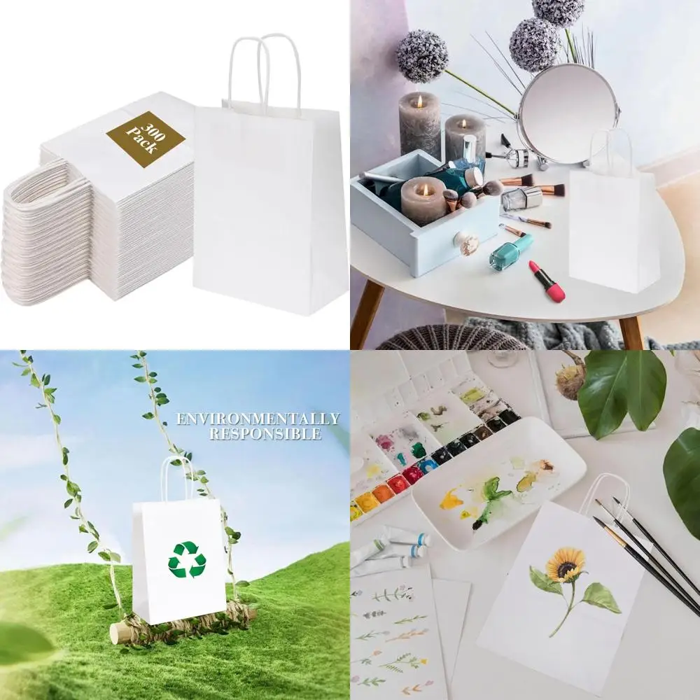 300 Pack 5.95x3.25x8 Inch White Paper Bags with Handles, Bulk Kraft Gift Bags for Parties, Shopping, and Merchandise
300 Pack 5.95x3.25x8 Inch White Paper Bags with Handles, Bulk Kraft Gift Bags for Parties, Shopping, and Merchandise