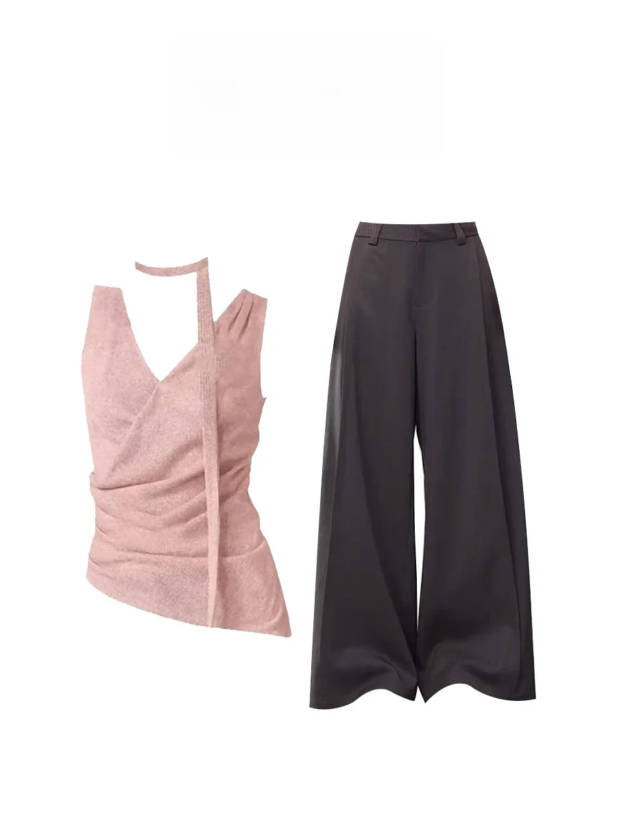 Korean Fashion Ribbon Strap Top High Waist Slim Straight Casual Pants Two Piece Set Women's Summer Outfit Short Sleeve round ...
Korean Fashion Ribbon Strap Top High Waist Slim Straight Casual Pants Two Piece Set Women's Summer Outfit Short Sleeve round ...