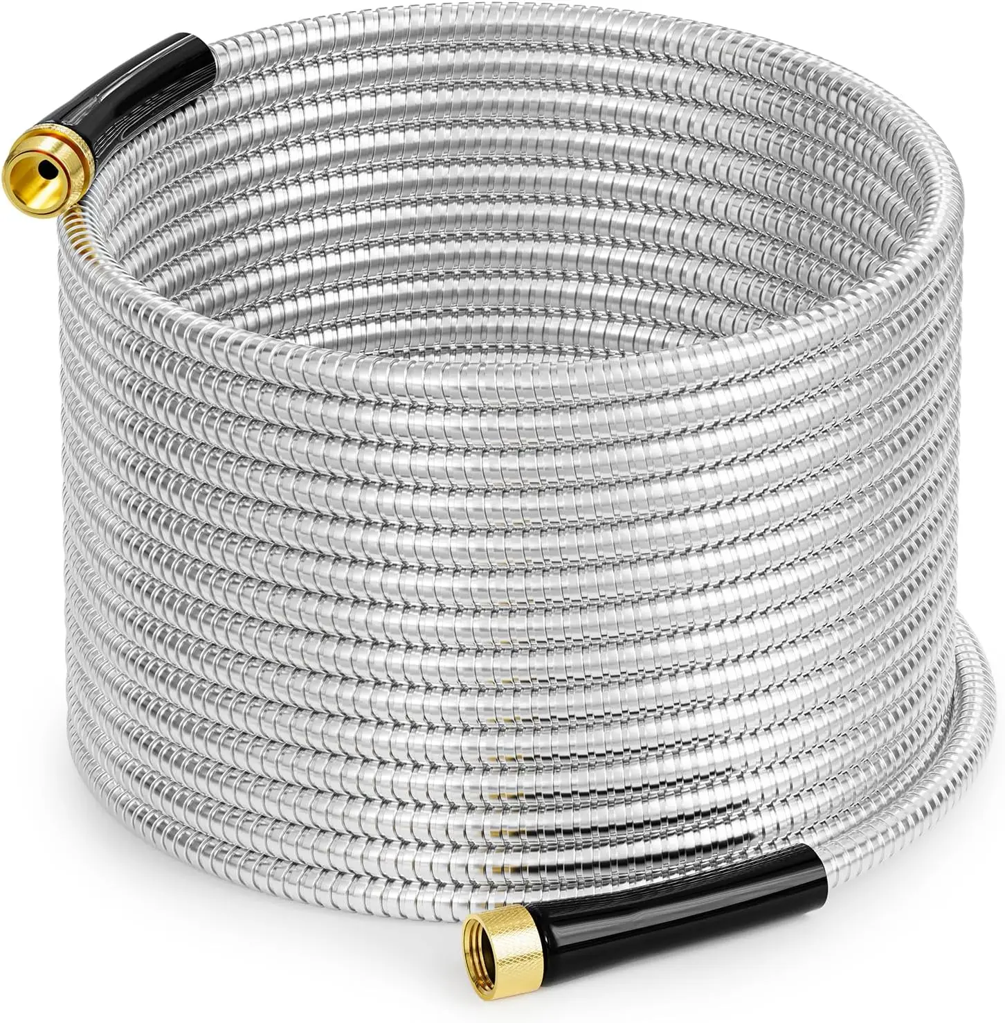 50 FT Stainless Steel Garden Water Hose, Flexible Lightweight Metal Pipe with Brass Fittings for Yard, Outdoor, Boat
50 FT Stainless Steel Garden Water Hose, Flexible Lightweight Metal Pipe with Brass Fittings for Yard, Outdoor, Boat