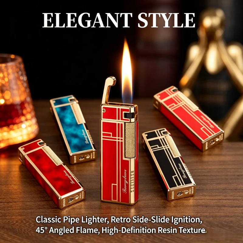 Retro Side Fire Gas Lighter, Durable Mechanical Ignition Design, Compact Carry Style Practical Accessory For Cigar Enthusiasts
Retro Side Fire Gas Lighter, Durable Mechanical Ignition Design, Compact Carry Style Practical Accessory For Cigar Enthusiasts