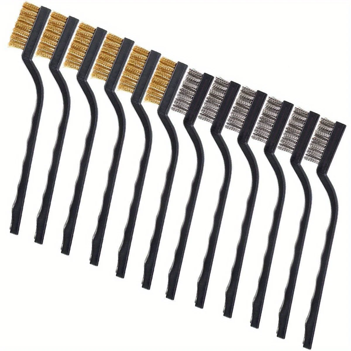 HUAWELL 12 pieces Scratch Brush (Stainless Steel + Brass), Curved Handle Masonry brush for Cleaning Welding Slag and Rust
HUAWELL 12 pieces Scratch Brush (Stainless Steel + Brass), Curved Handle Masonry brush for Cleaning Welding Slag and Rust