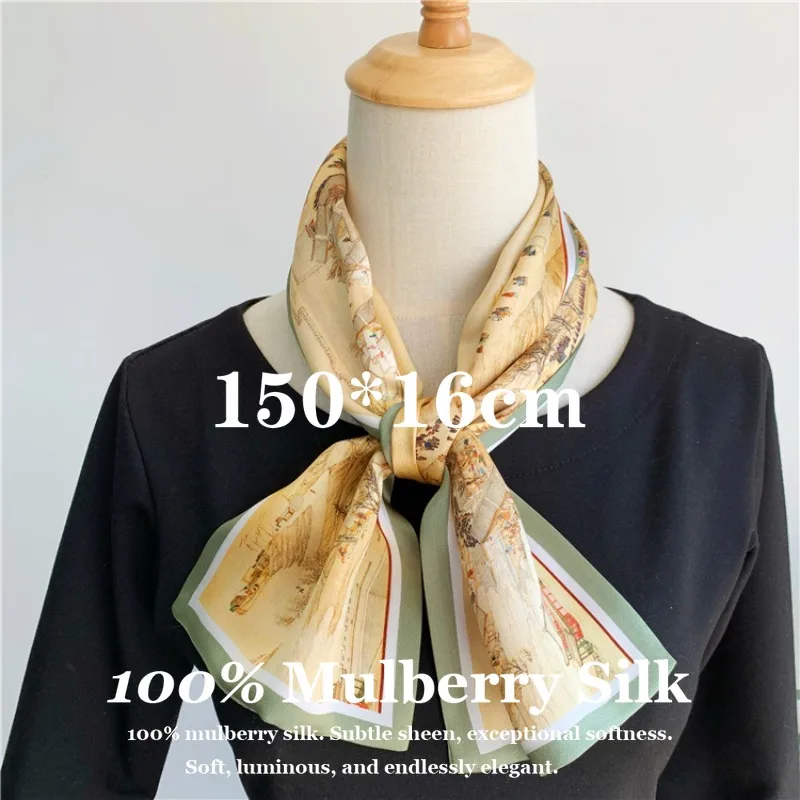 Premium Mulberry Silk Foulard Luxury Designer Print 150*16cm for Office Lady Business for High Quality Brand Hairband Neck Hair
Premium Mulberry Silk Foulard Luxury Designer Print 150*16cm for Office Lady Business for High Quality Brand Hairband Neck Hair