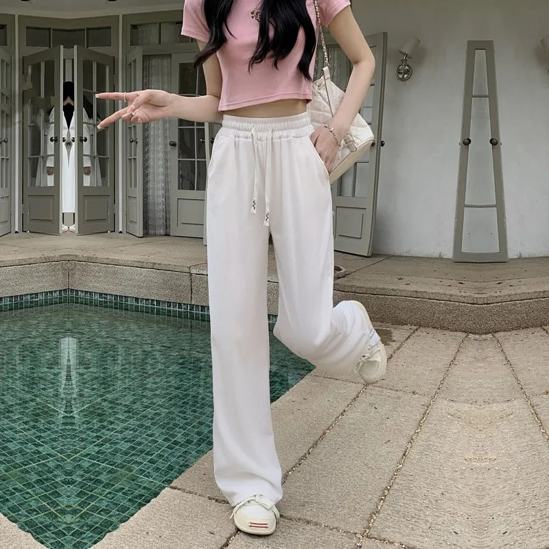 Slimming High Waist Wide Leg Pants Women's Summer Thin Ice Silk Casual Straight Cut Cool Feeling Loose Fit Trousers
Slimming High Waist Wide Leg Pants Women's Summer Thin Ice Silk Casual Straight Cut Cool Feeling Loose Fit Trousers