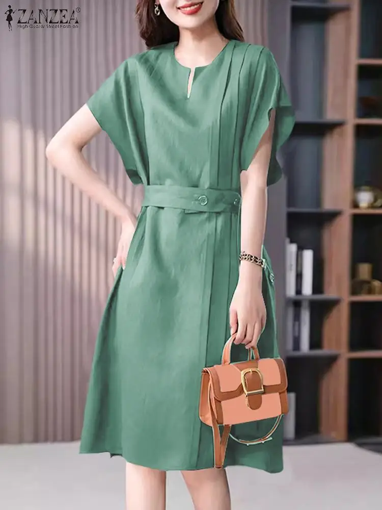 ZANZEA Casual Solid Waisted Midi Dresses Women Long Dress Elegant Kaftan Short Sleeve Robe 2024 Summer Retro Pleating Sundress
ZANZEA Casual Solid Waisted Midi Dresses Women Long Dress Elegant Kaftan Short Sleeve Robe 2024 Summer Retro Pleating Sundress