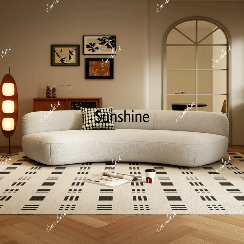 Medieval style, small apartment horizontal hall multi-person cream style, curved fabric sofa
Medieval style, small apartment horizontal hall multi-person cream style, curved fabric sofa