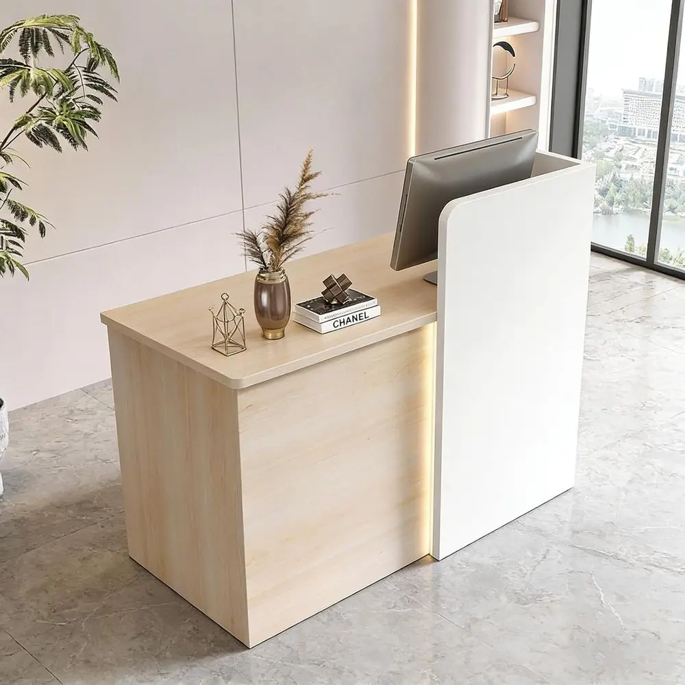 47 Front Desks Reception Counter, Front Desk Counter with LED Lights, Lockable Drawer, Two-Tone Design, Privacy Panel, for Offic
47 Front Desks Reception Counter, Front Desk Counter with LED Lights, Lockable Drawer, Two-Tone Design, Privacy Panel, for Offic