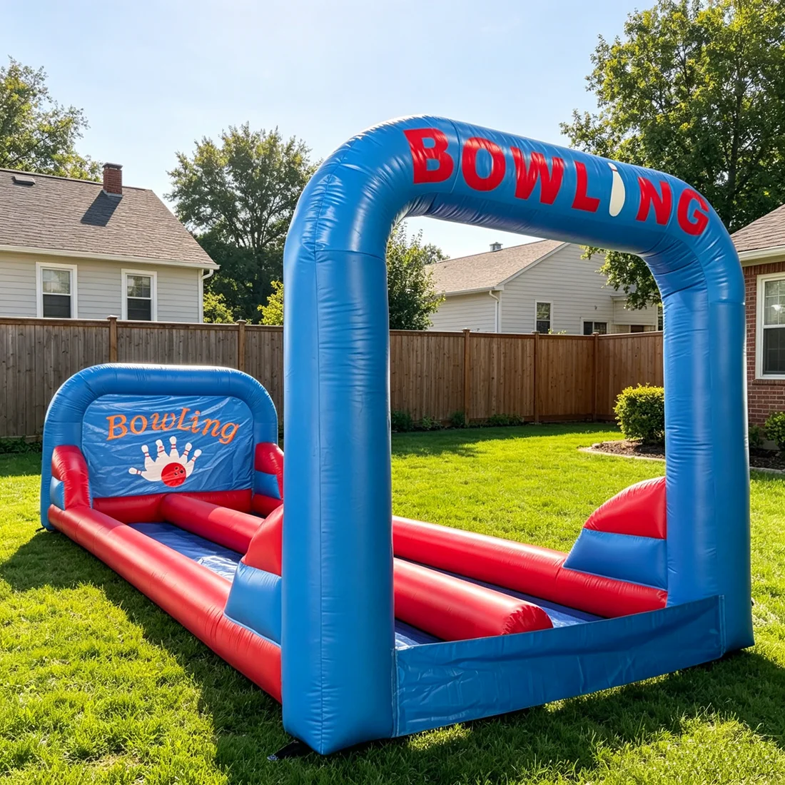 PVC Vinyl Carnival Game Inflatable Bowling Alley Bowling 2 Lanes Bowling Slide Set Inflatable Bowling Ball and Pins with Blower
PVC Vinyl Carnival Game Inflatable Bowling Alley Bowling 2 Lanes Bowling Slide Set Inflatable Bowling Ball and Pins with Blower