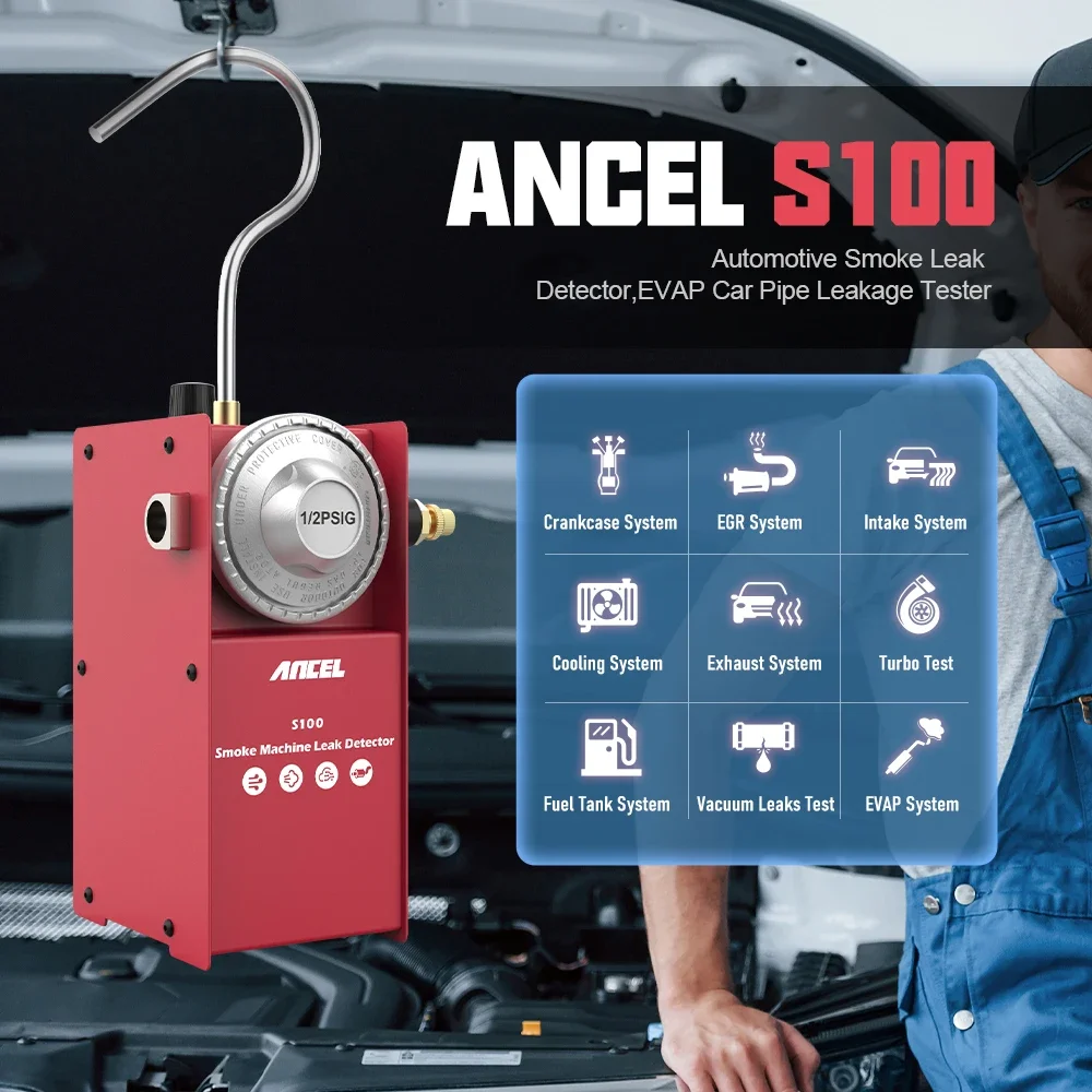 Ancel S100 Car Smoke Leak Detector Diagnostic Tool Auto Leak Smoke Detector EVAP Vacuum Leakage DC12V Fuel Pipe Leak Locator
Ancel S100 Car Smoke Leak Detector Diagnostic Tool Auto Leak Smoke Detector EVAP Vacuum Leakage DC12V Fuel Pipe Leak Locator