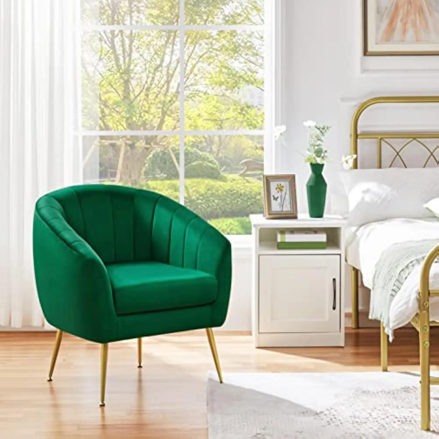 Accent Chair, Modern Barrel Vanity Chair with Gold Metal Legs, Tufted Accent Armchair for Living Room/Bedroom/Office/Makeup Ro
Accent Chair, Modern Barrel Vanity Chair with Gold Metal Legs, Tufted Accent Armchair for Living Room/Bedroom/Office/Makeup Ro