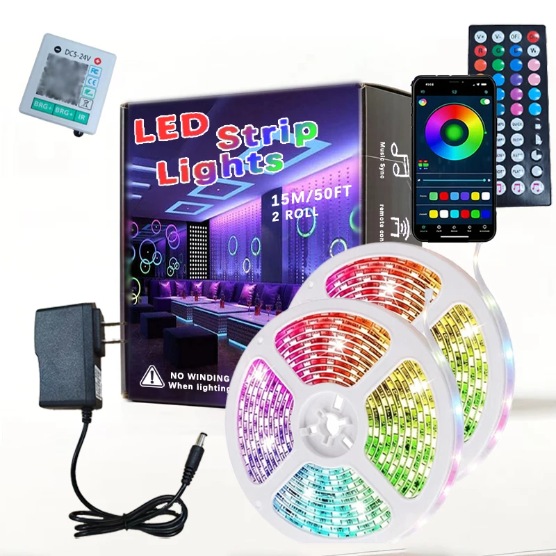 100ft (2 Rolls of 50ft) RGB LED Strip Lights APP Control 44 Key Remote Music Sync Dimmable Flexible Cuttable Addressable Tape Light for Bedroom TV Backlight PC Monitor Gaming Room Home Interior Decor
100ft (2 Rolls of 50ft) RGB LED Strip Lights APP Control 44 Key Remote Music Sync Dimmable Flexible Cuttable Addressable Tape Light for Bedroom TV Backlight PC Monitor Gaming Room Home Interior Decor