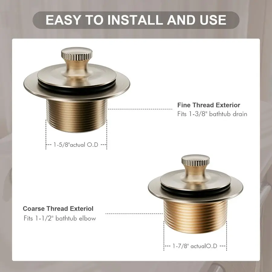 Brushed Gold Bronze Tub Drain Stopper Bathtub Drain, Hair Catcher and TwoHole Overflow Faceplate, Premium Brass Lift and Turn Tw
Brushed Gold Bronze Tub Drain Stopper Bathtub Drain, Hair Catcher and TwoHole Overflow Faceplate, Premium Brass Lift and Turn Tw