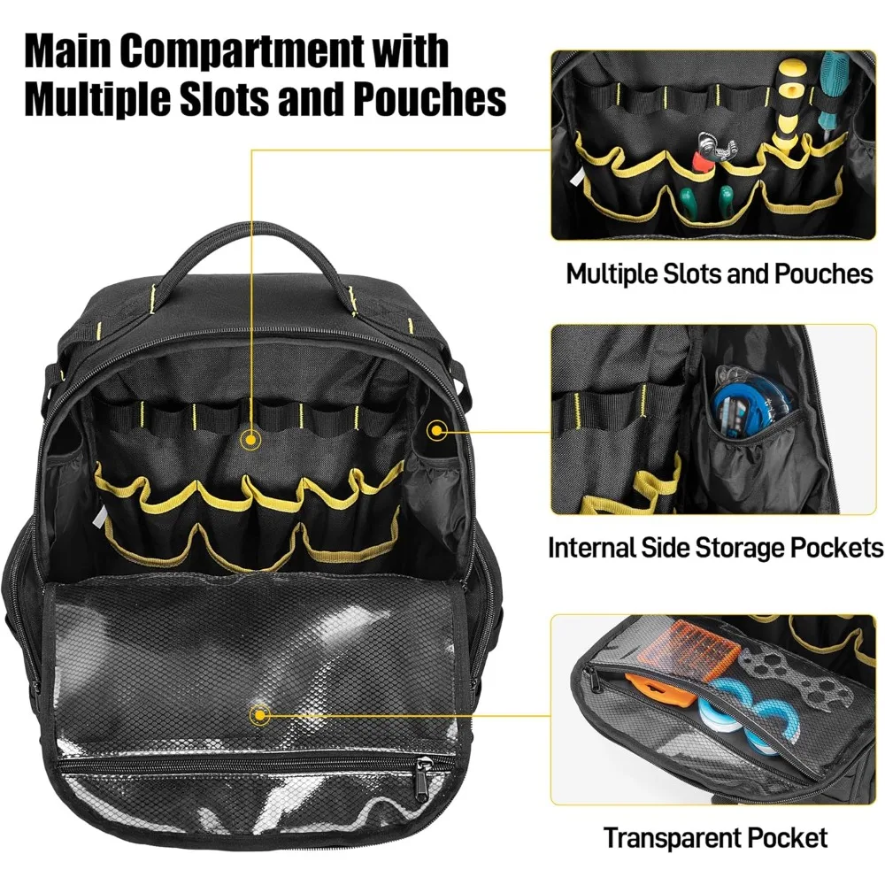 Tool Bag Backpack for Men with 3 Tool Pouches, Heavy-Duty Tool Storage Organizer Bag
Tool Bag Backpack for Men with 3 Tool Pouches, Heavy-Duty Tool Storage Organizer Bag