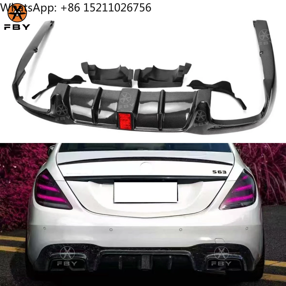 W222 Carbon Fiber B Style Rear Diffuser for Mercedes Benz S Class W222 S63 Rear Diffuser Body Kit
W222 Carbon Fiber B Style Rear Diffuser for Mercedes Benz S Class W222 S63 Rear Diffuser Body Kit