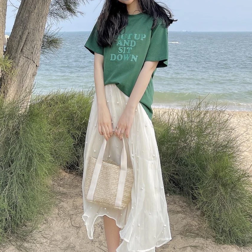 Fairy Skirts Women White Mesh Midi A-line Pearls French Style Elegant Ladies Commuting Holiday Summer Tender Temperament Ins
Fairy Skirts Women White Mesh Midi A-line Pearls French Style Elegant Ladies Commuting Holiday Summer Tender Temperament Ins