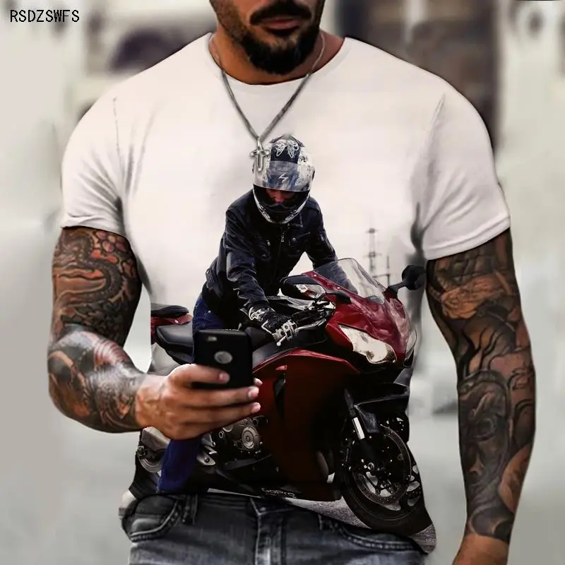 Riding Short-sleeved Motorcycle 3D Printing Men's Oversized T-shirt Spring and Summer Tough Guy Off-road Riding Street Sports
Riding Short-sleeved Motorcycle 3D Printing Men's Oversized T-shirt Spring and Summer Tough Guy Off-road Riding Street Sports