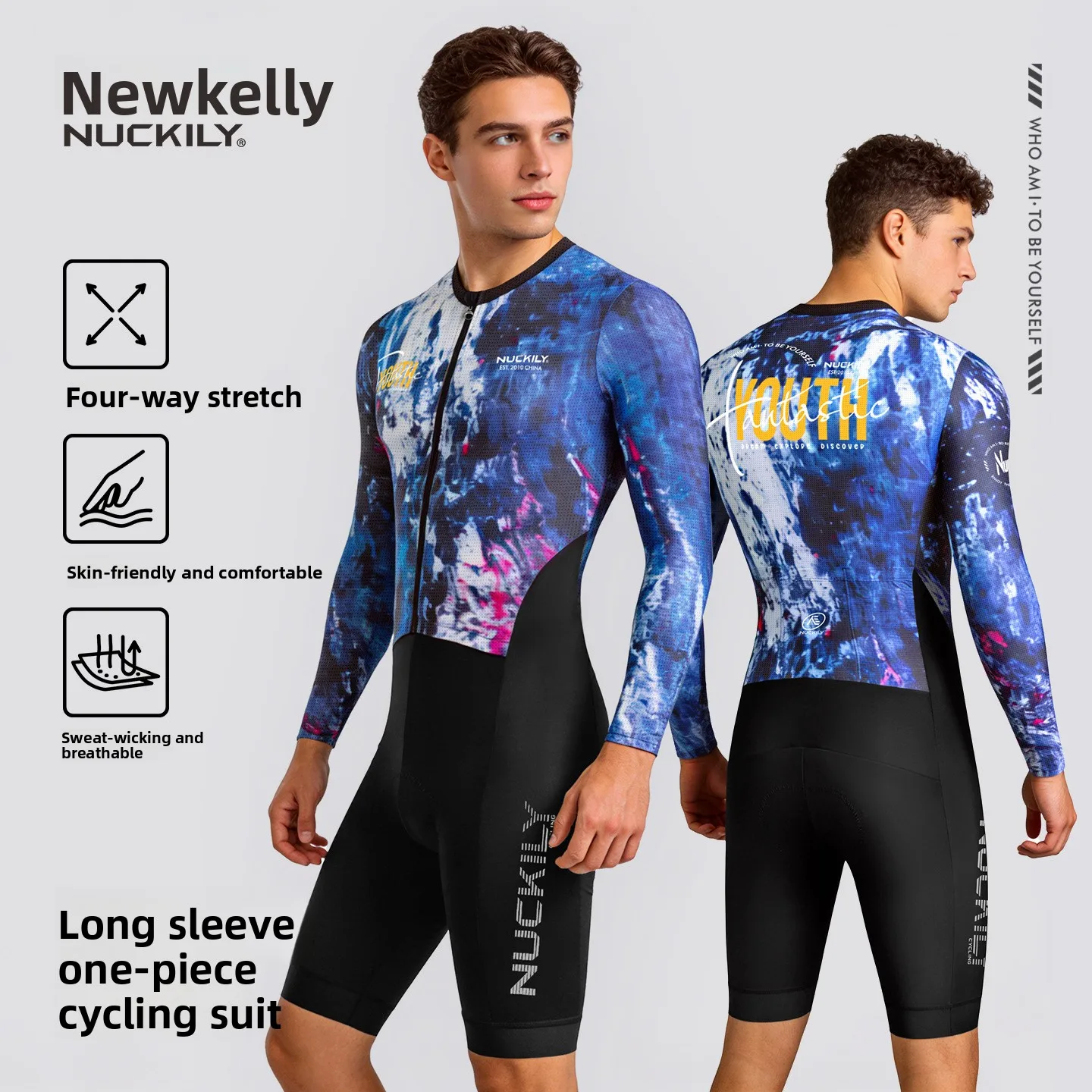 NUCKILY Women's Graffiti Long Sleeve Cycling Jersey One-Piece Suit Quick Dry Breathable with 3D Chamois Pad Anti-Slip Leg Grippe
NUCKILY Women's Graffiti Long Sleeve Cycling Jersey One-Piece Suit Quick Dry Breathable with 3D Chamois Pad Anti-Slip Leg Grippe