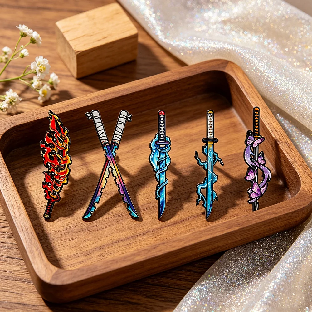 5PCS Demon Slayer Nichirin Sword Enamel Pins Set Anime Kimetsu No Yaiba Cosplay Brooches for Backpack And Bags Gift For Friends
5PCS Demon Slayer Nichirin Sword Enamel Pins Set Anime Kimetsu No Yaiba Cosplay Brooches for Backpack And Bags Gift For Friends