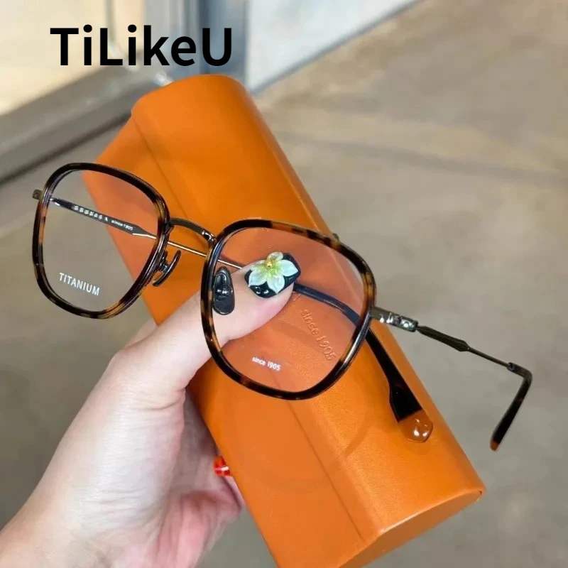 Fashion Handmade Acetate Titanium Glasses Square Retro Eyeglasses Frame Big Face Designer Men Women Prescription Glasses Frame
Fashion Handmade Acetate Titanium Glasses Square Retro Eyeglasses Frame Big Face Designer Men Women Prescription Glasses Frame