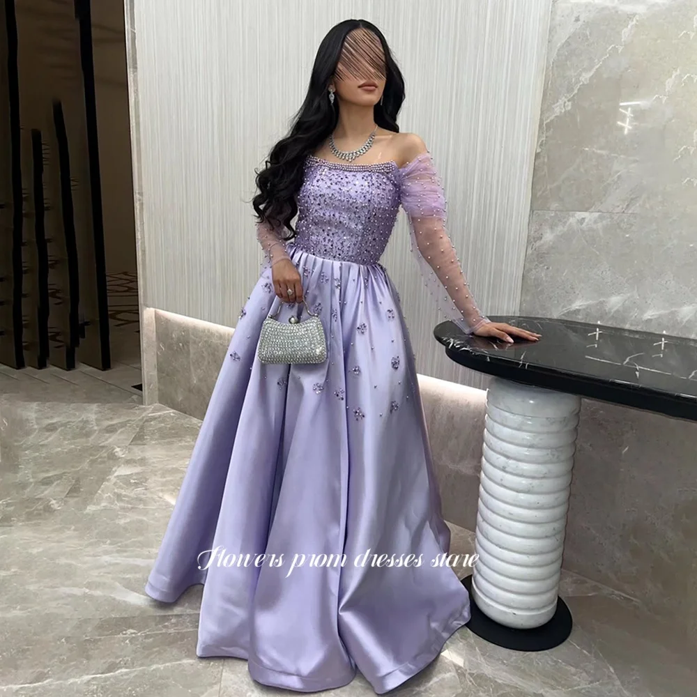 Flowers A Line Evening Dress Beading Satin Party Dress Long Sleeve Celebrity Gala Dress for Arabic Women Customized
Flowers A Line Evening Dress Beading Satin Party Dress Long Sleeve Celebrity Gala Dress for Arabic Women Customized