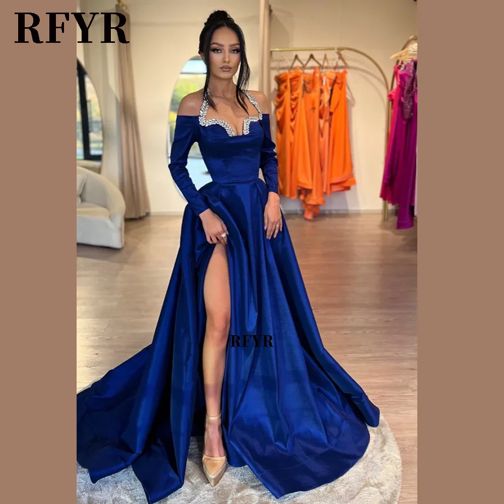 RFYR Long Sleeve Prom Dress Satin Evening Party Dresses Halter Beaded Elegant Party Dresses for Women vestidos de fiesta
RFYR Long Sleeve Prom Dress Satin Evening Party Dresses Halter Beaded Elegant Party Dresses for Women vestidos de fiesta