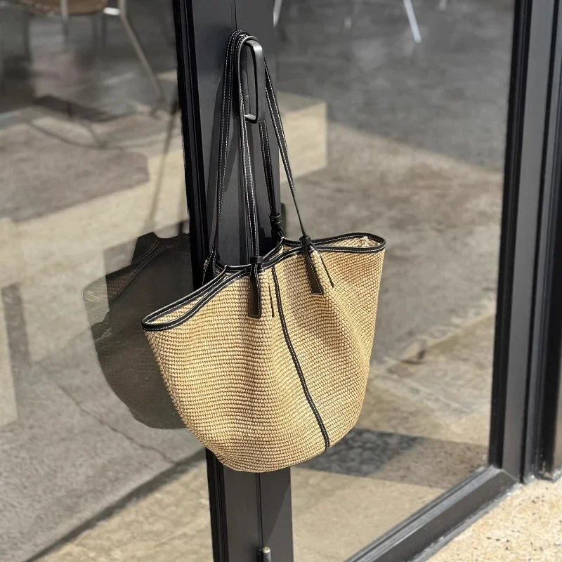 Fashion Handmade Straw Woven Bucket Bag Women, Color Block Shoulder Tote Bag, Versatile Casual Summer Beach Purse, Photo-ready
Fashion Handmade Straw Woven Bucket Bag Women, Color Block Shoulder Tote Bag, Versatile Casual Summer Beach Purse, Photo-ready